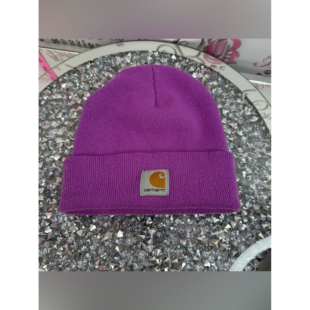 Carhartt Purple Kids Cuffed Beanie with Logo Tag